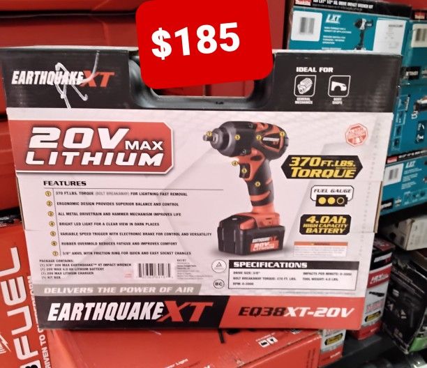 Earthquake XT 20V Max Lithium 3/8" Impact With Battery 4.0 Ah