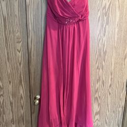 Long Hot Pink Sweetheart Dress