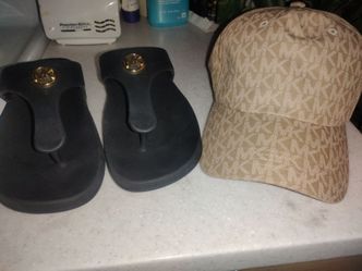 Brand new M.K  sandles and hat.