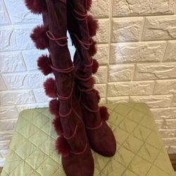 Thigh High Velvety Boots
