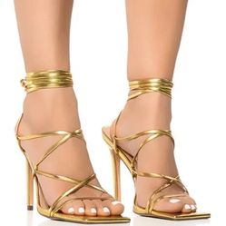 Gold Strappy Heels - W 9 (US)