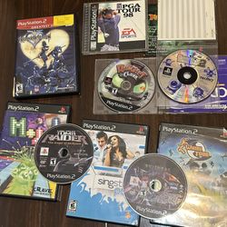 PS2 Playstation 2 9 Game Lot Bundle Kingdom Hearts Ratchet Clank Tomb Raider Bujingai Rancher
