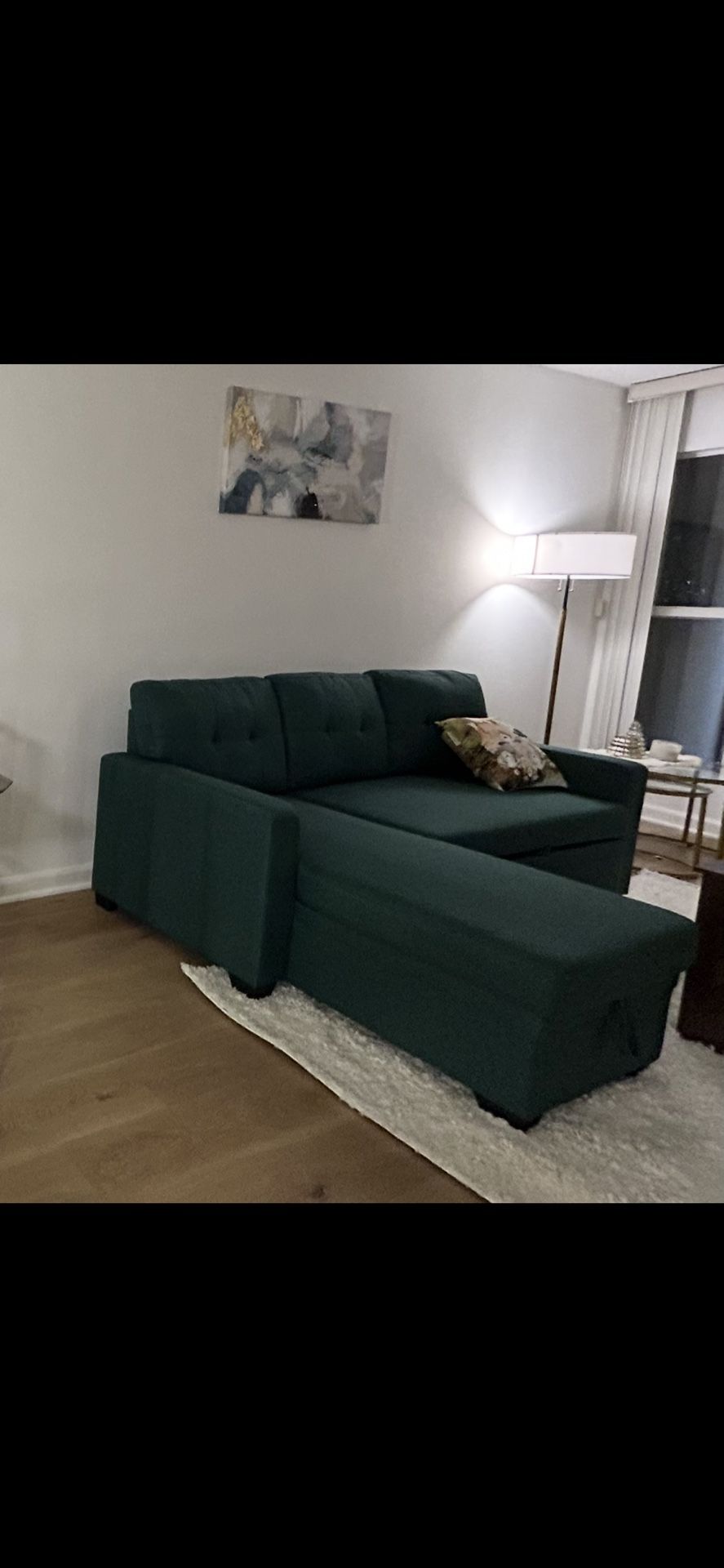 Green Sofa Bed With Chaise Longue