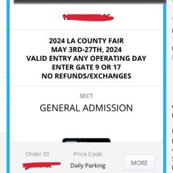 LA fair Tickets Plus Parking Pass 