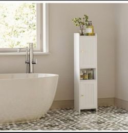 Bathroom Cabinet with 2 Doors, 7.3 x 9.8 x 40.4 Inches, Small