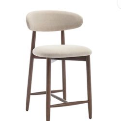 COLAMY ARLA Upholstered Wooden Scandi Minimalist Bar Stool