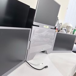 FOPO 15.6" Laptop Screen Extender Monitor Portable, Quad Monitor, Just 1 Cable for 3 Screens, FHD 1080P IPS Laptop Extender Compatible with Wins/ Mac