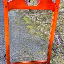 Vintage Wall Mirror with Solid Wood Frame and Cutout
