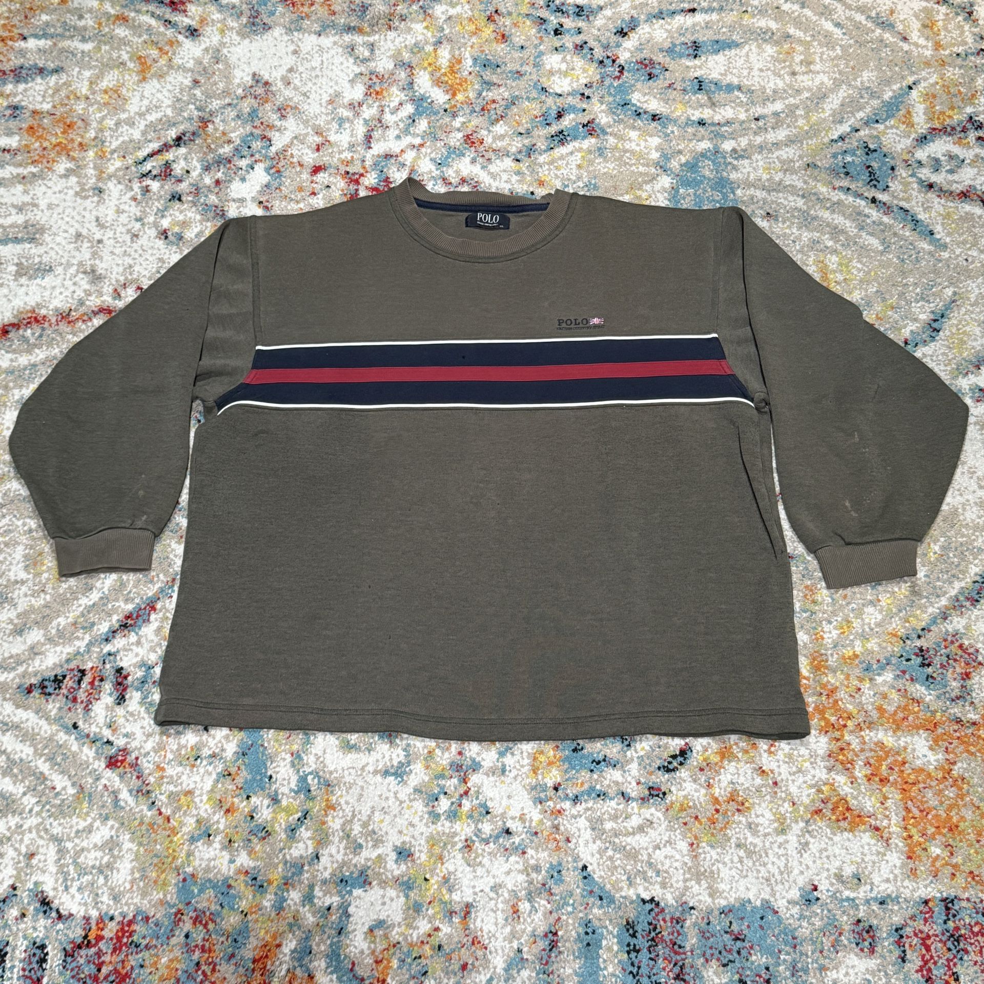 Vintage 90s Polo British Country Striped Crewneck Sweatshirt