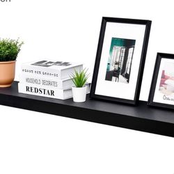 WELLAND 48 inch Black Mission Floating Shelves for Wall, Bathroom Wall Mount Shelves, Wood Modern Display Shelves, Book Shelves,for Bedroom,Living Roo