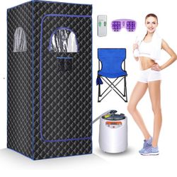 Sauna, Portable Sauna Box,Steam Sauna Tent for Home Spa,Large Space Personal Home Sauna Tent Full Body with 3L 1100w Steamer,Chair,Foot Massager,Remot