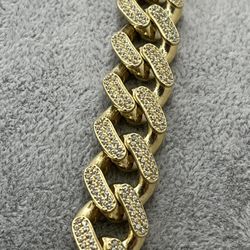 Brand New 10k Hollow Gold Monaco Chain With CZ Stones