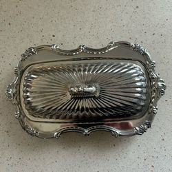 Silver Plated Butter Dish With Lid Vintage 
