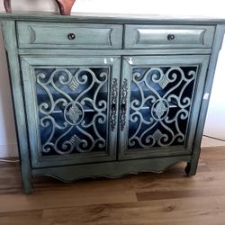 Teal Coastal Boho Credenza 