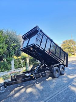 BRAND NEW DUMP TRAILER HEAVY 2027 DUTY 14X8X4 12' available SCISSOR HOIST 8 TONS, SET RAMPS, LED LIGHTS, TOOL BOX,ROLLING TARP,SPARE TIRE,JACK 7000 LB