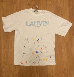 Lanvin White Graphic Tee Shirt Paint 