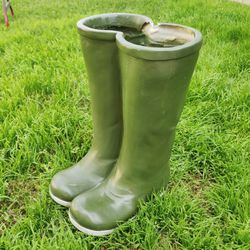 Rain Boots Planter 15.5" Flower Pot Resin Green Planter Boot Planter Boots Flower Pot
