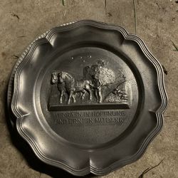 Vintage German Pewter Plate 