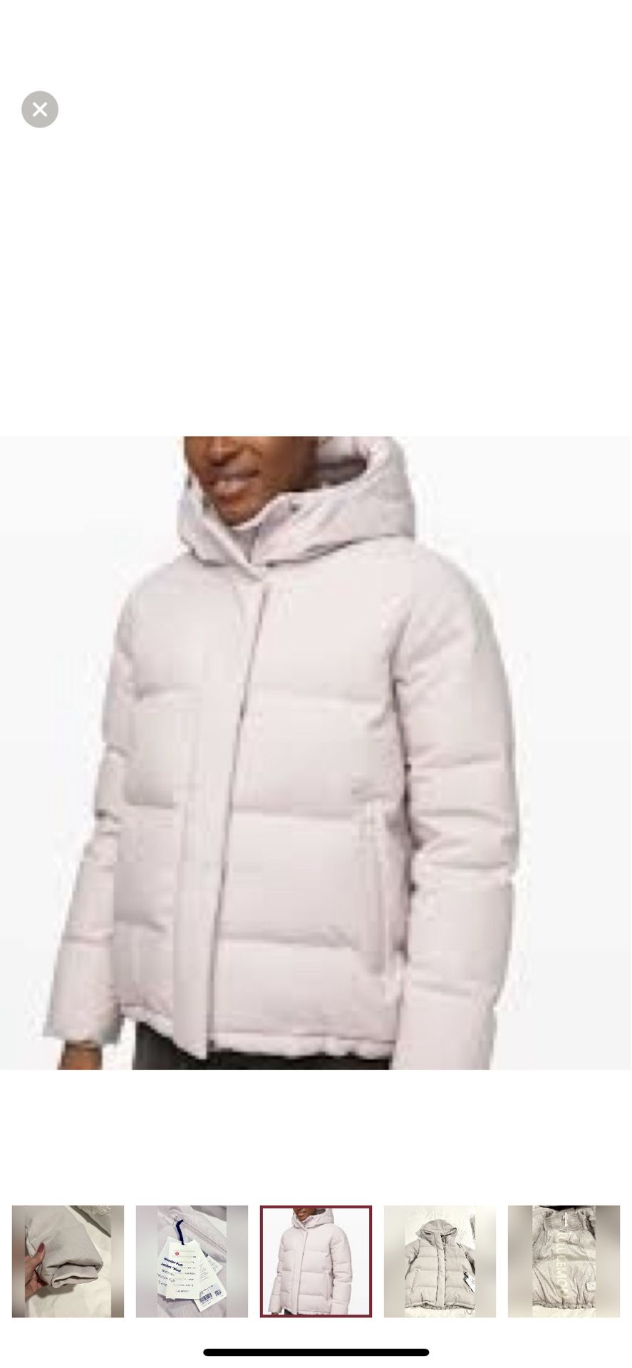 NWT Lululemon Wunder Puff Jacket *Wool Heathered Light Chrome Size 8