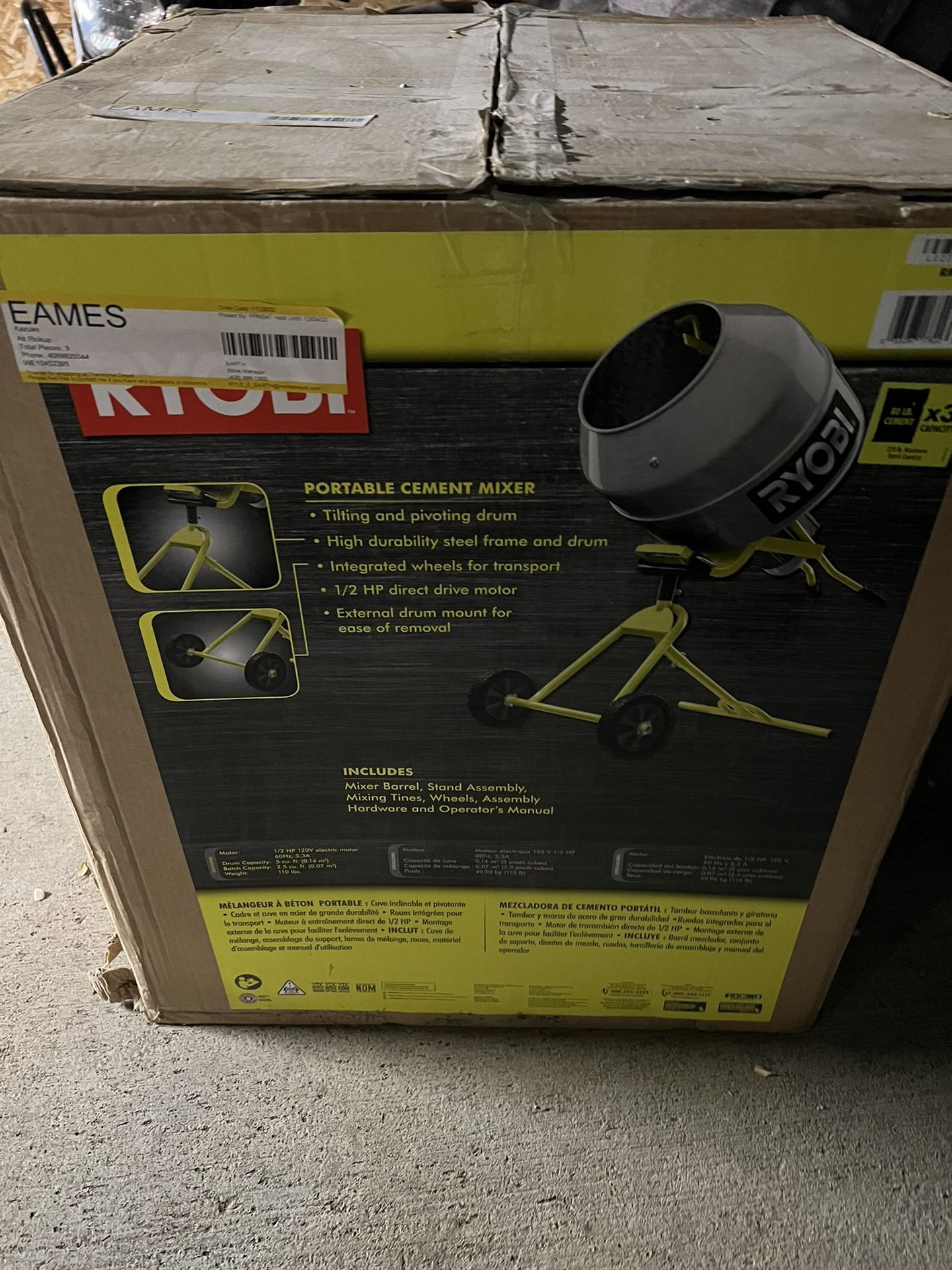 Ryobi 5.0 cu Ft Portable Cement Mixer