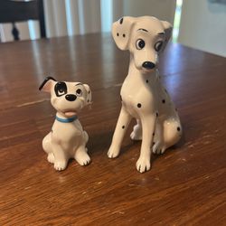  Vintage DISNEY 101 Dalmations Dogs Set of 2 Ceramic 5" Figures Made in Japan