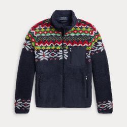 NEW Polo Ralph Lauren Boys Fair Isle Fleece Jacket Size L (14 - 16)