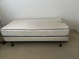 Twin Mattress, Box Spring, and Metal Frame