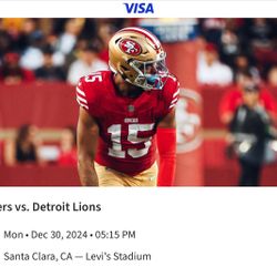 49ers vs Detroit Lions Sec 106 4 Tickets $350 Each All You Can Eat Food and Drink