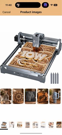 K15 Pro Laser Engraver 10W-Laser Engraving Machine for Coated Metal Wood Acrylic Glass Stone, 7.9"x11.8" (Near A4) Work Area Offline Engraving CNC DIY