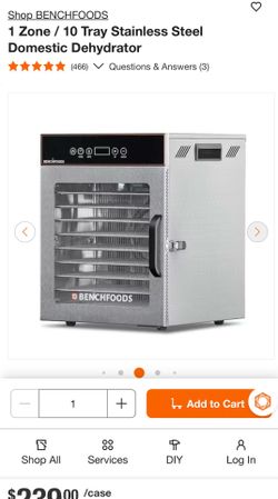 1 Zone / 10 Tray Stainless Steel Domestic Dehydrator