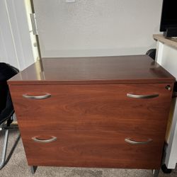 Modern 2-Drawer Cherry Wood Dresser with Lock & Key – Like New!