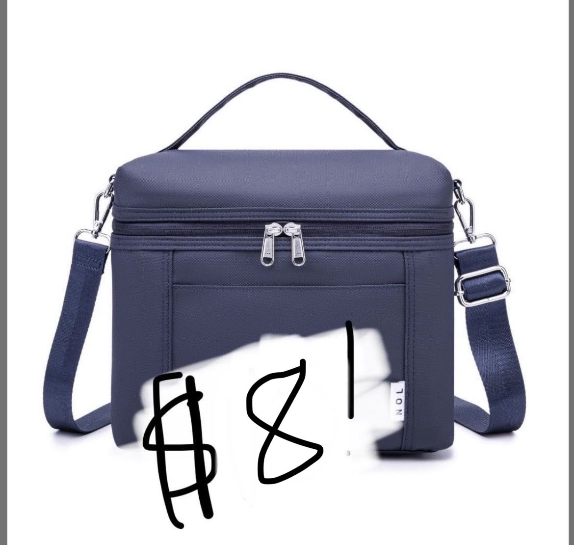 NOL Natural Organic Lifestyle Insulated Lunch Bags For Women Cooler Bag Lightweight Nylon Waterproof Lunch Box For Work (Navy Blue, Medium(Normal))