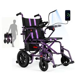 Electric Wheelchairs for Adults，Lightweight Foldable Wheelchair 15 Miles Long Travel Range, 360° Joystick Control Motorized Wheelchair, Support 286 lb