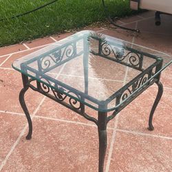 Glass And Iron End Table