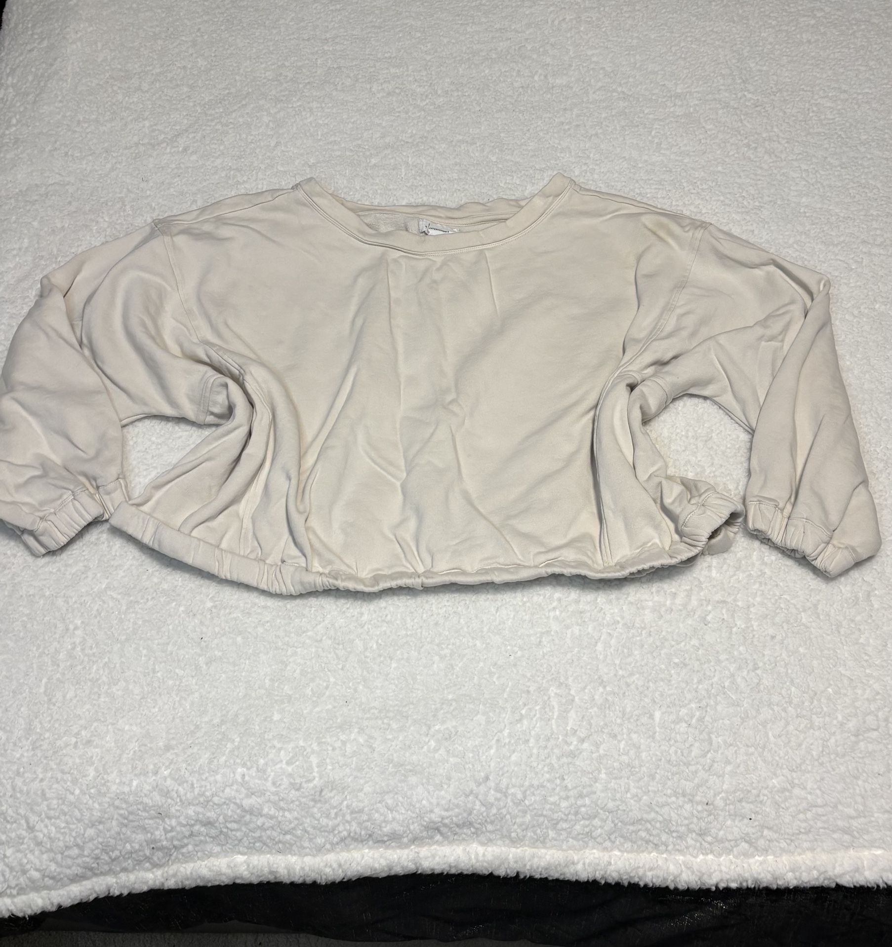 By Anthropologie Women Plus Beige Boxy Cropped Pullover