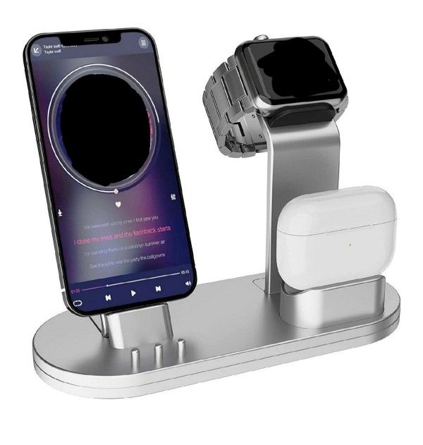 OLEBR 3 in 1 Charging Stand iwatch Stand, Charging Station Compatible with iWatch SE/6/5 /4/3 /2/1, AirPods Pro and iPhone Series 12/11/ X /8/7 /6S /5