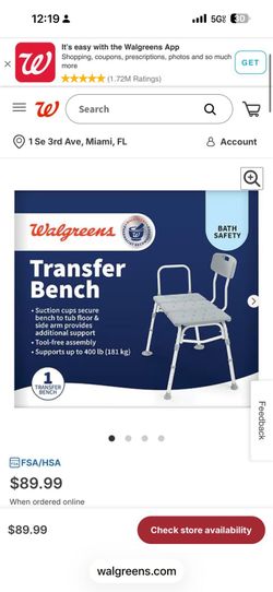 Walgreens Tranfer Bench