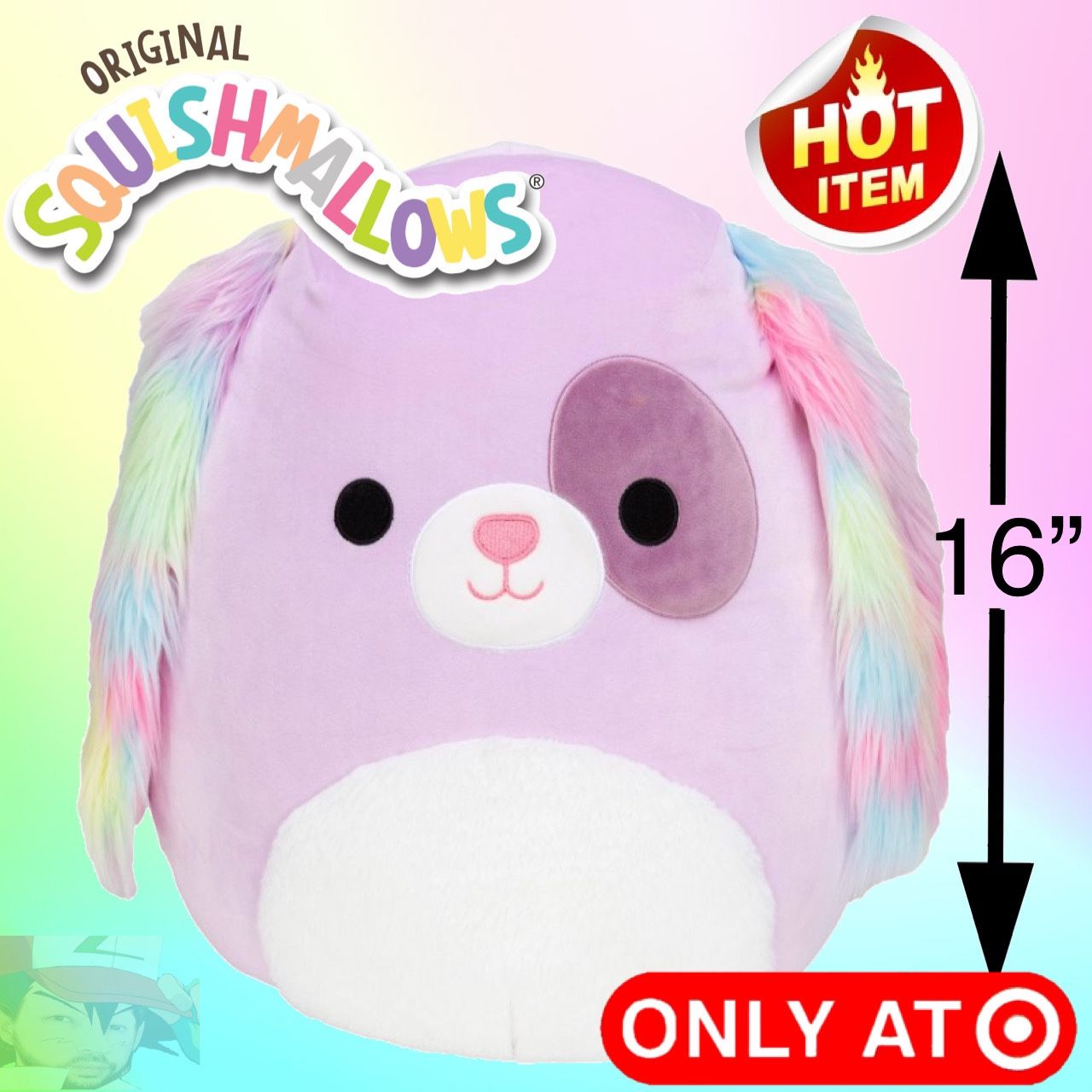 Squishmallow 16" Barb Puppy Dog Rainbow Official Kellytoy RARE Stuffed Plush Toy Animal 16 Inches