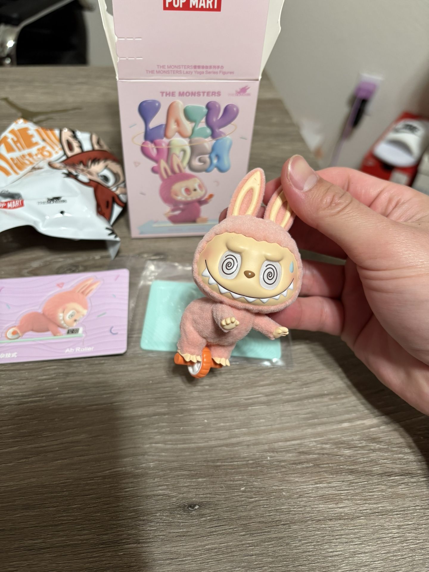 100% Authentic Pop MART the Monsters Labubu Lazy Yoga Series AB Roller Figure