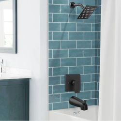 ROSYNEY Tub Shower Faucet Set - with Rain Shower Head, Shower Valve,Tub Spout, Matte Black