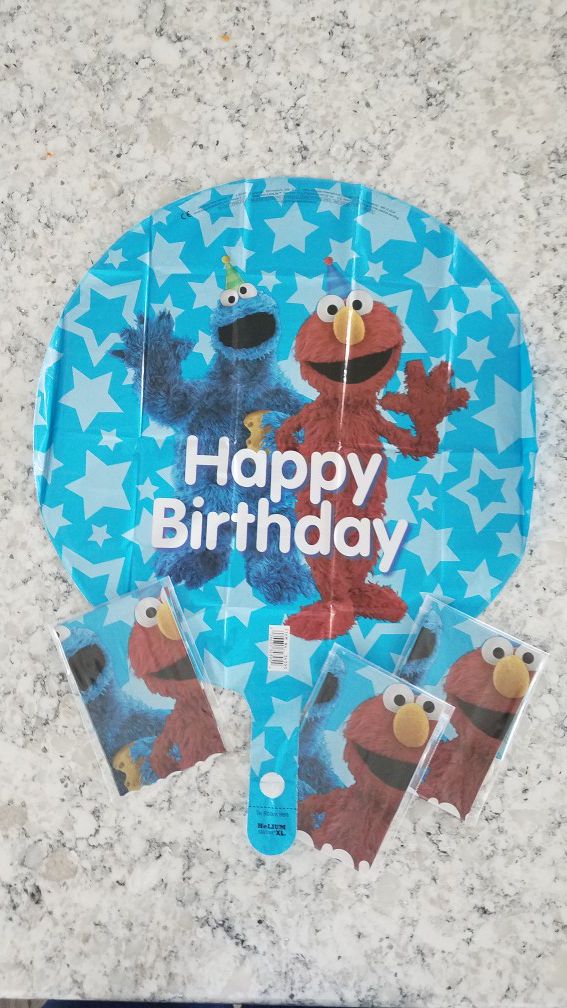 Elmo and Cookie Monster 🎂 Birthday Helium balloons, 4 in total. Selling all together for $5.00