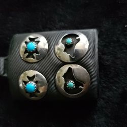 Navajo Silver And Turquoise Earrings