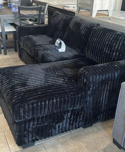 🛋️ NEW! Black Corduroy Sectional Sofa Couch L Shape –$10 Down🖤