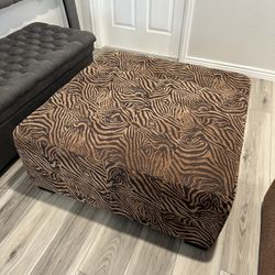 🛋️ Unique Brown Zebra Print Ottoman