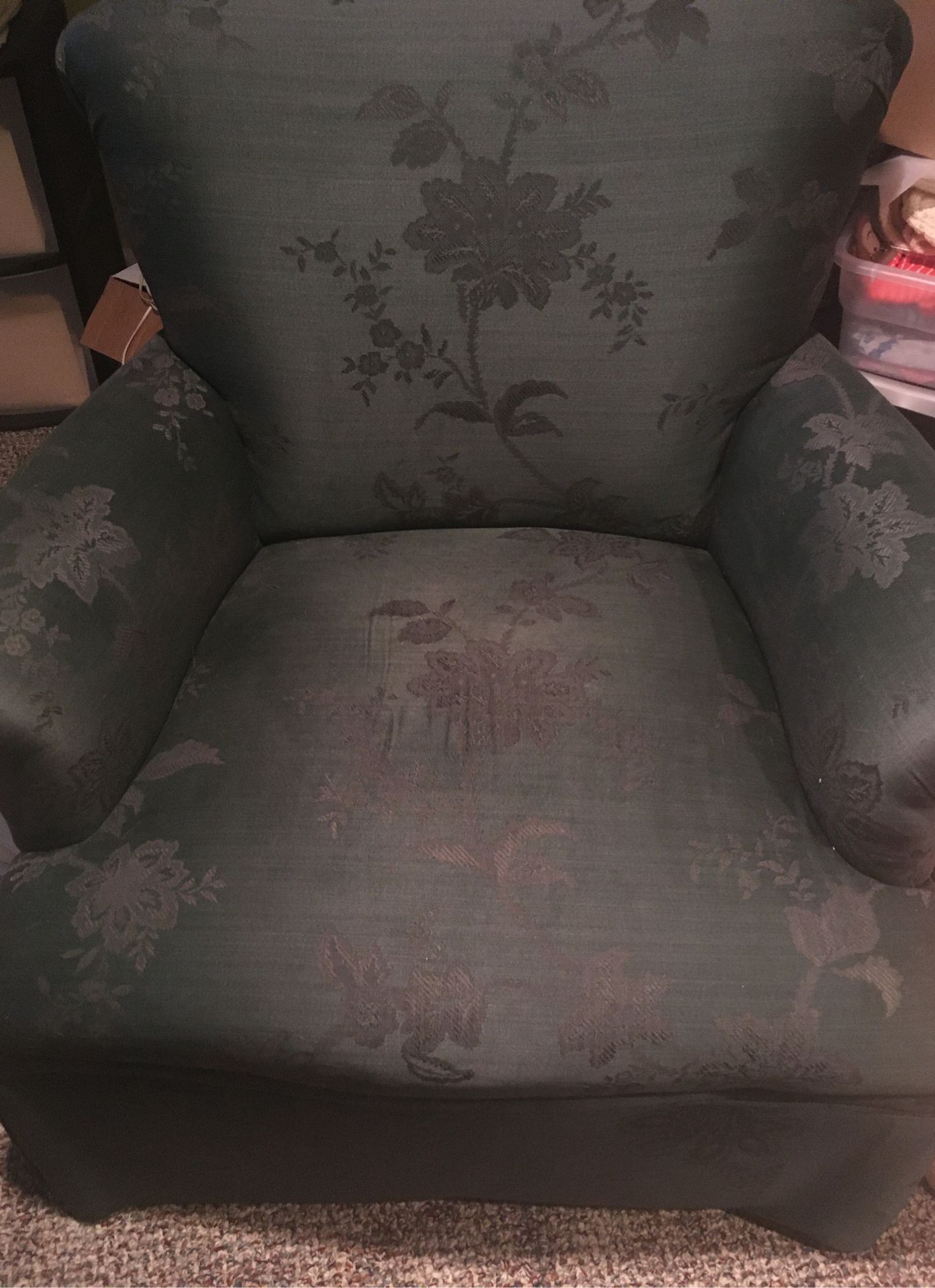 Two emerald green chairs