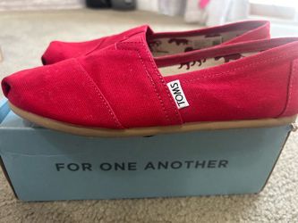 TOMS Classic Canvas Slip-On Shoes Red