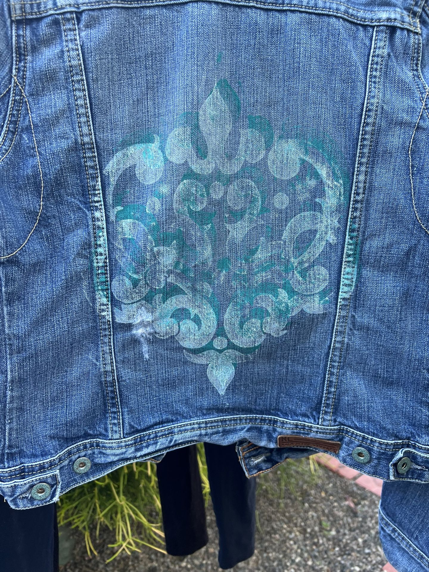 Denim Jacket With Custom Stamp On Back