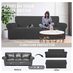 Easy-Going Stretch Sofa Slipcover 1-Piece Sofa Cover Furniture Protector Couch Soft with Elastic Bottom for Kids, Polyester Spandex Jacquard Fabric Sm