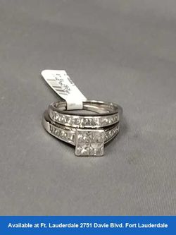 Ring - Engagement Set - White Gold 14k (.585) 7.2 grams Size 9.5