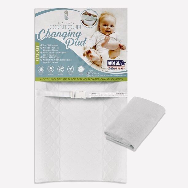 LA Baby Contoured Waterproof Diaper Changing Pad, 30" with Easy to Clean Quilted Cover